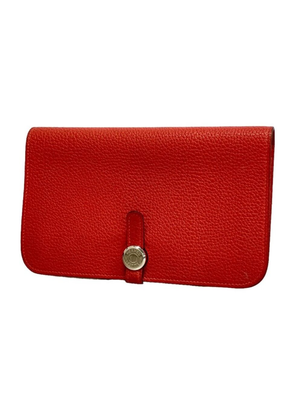 Hermes Wallet Dogon GM Togo Rouge Pivoine Silver
